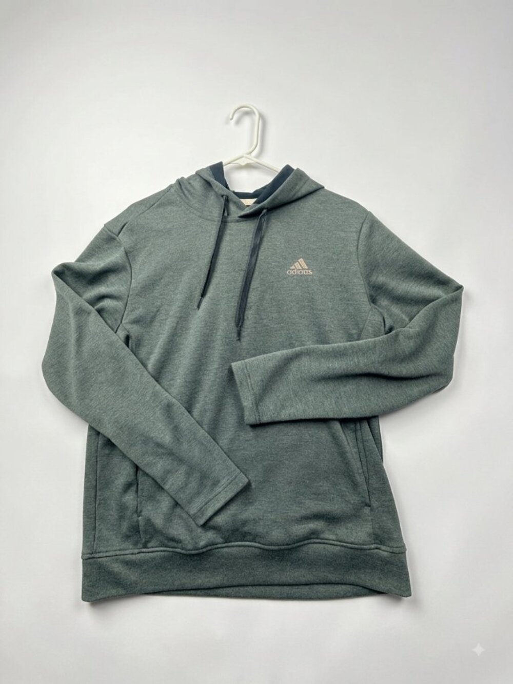 Adidas Hoodie Mens Medium Heather Green Athletic Pullover Sweatshirt Activewear